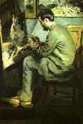 Pierre Renoir Bazille at his Easel oil painting reproduction